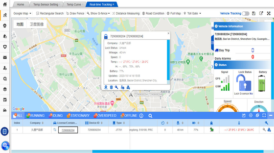 Shipping Container GPS Tracker Light Sensor Temperature Humidity Detecting Monitoring